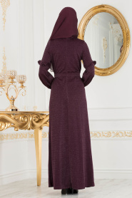 Nayla Collection - Dark Purple Hijab Dress 3893MU - Thumbnail