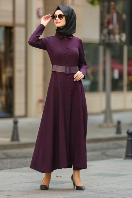 Nayla Collection - Dark Purple Hijab Dress 5124MU 