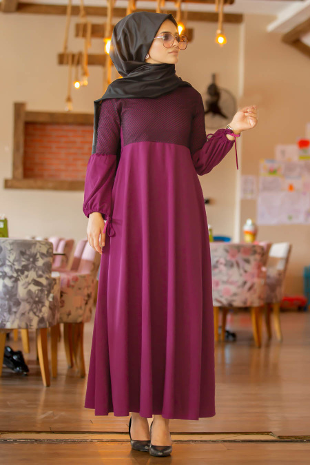 Nayla Collection - Dark Purple Hijab Dress 79260MU