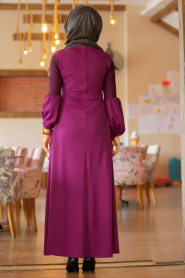 Nayla Collection - Dark Purple Hijab Dress 79260MU - Thumbnail