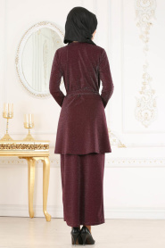 Nayla Collection - Dark Purple Hijab Suit 53442MU - Thumbnail