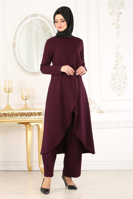 Nayla Collection - Dark Purple Hijab Suit 6002MU
