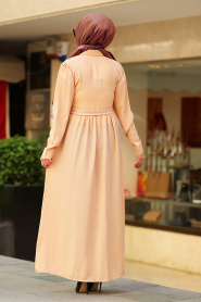 Nayla Collection - Düğmeli Bisküvi Tesettür Elbise 80080BS - Thumbnail