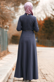 Nayla Collection - Düğmeli Mor Tesettür Elbise 8440MOR - Thumbnail