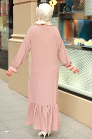 Nayla Collection - Düğmeli Pudra Tesettür Elbise 31201PD - Thumbnail