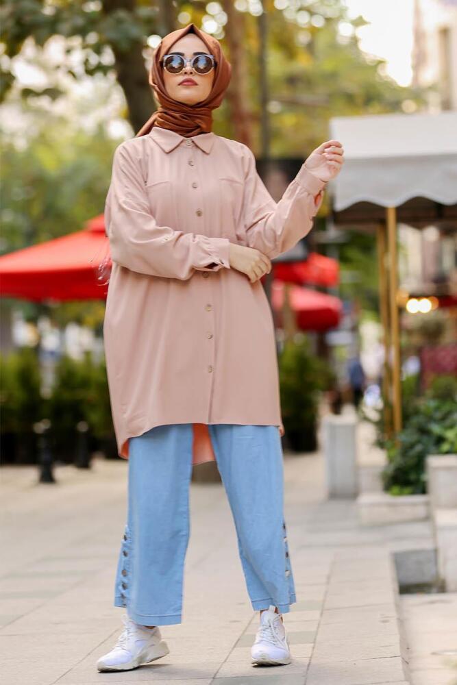 Nayla Collection - Düğmeli Taş Tesettür Tunik 2232TAS - 1