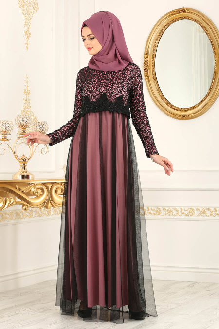 Nayla Collection - Dusty Rose Evening Dress 12013GK