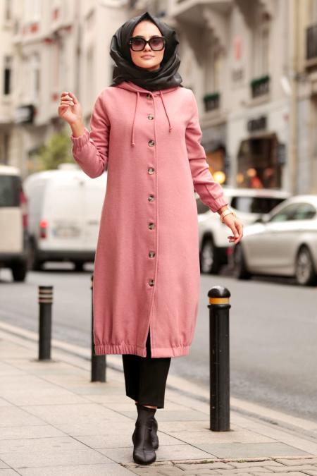 Nayla Collection - Dusty Rose Hijab Coat 5403GK - 1