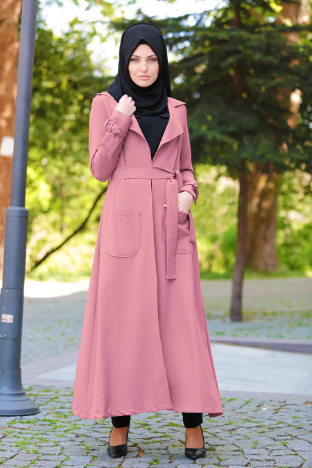 Nayla Collection - Dusty Rose Hijab Coat 7132GK