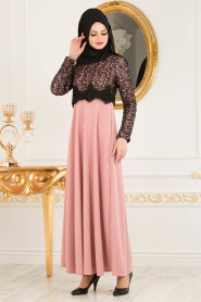 Nayla Collection - Dusty Rose Hijab Dress 12012GK - Thumbnail