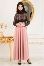 Nayla Collection - Dusty Rose Hijab Dress 12012GK - Thumbnail