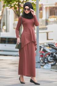 Nayla Collection - Dusty Rose Hijab Suit 10280GK - Thumbnail