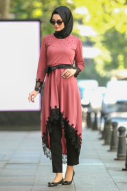 Nayla Collection - Dusty Rose Hijab Tunic 40490gk - Thumbnail