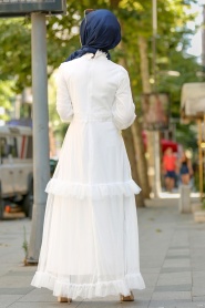 Nayla Collection - Ecru Hijab Dress 3708E - Thumbnail