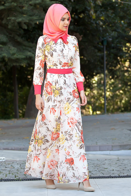 Nayla Collection - Ecru Hijab Dress 4100-01E