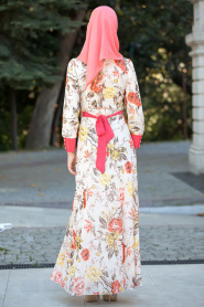 Nayla Collection - Ecru Hijab Dress 4100-01E - Thumbnail