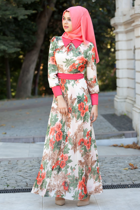 Nayla Collection - Ecru Hijab Dress 4100-03E