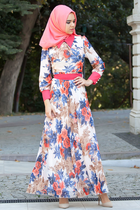 Nayla Collection - Ecru Hijab Dress 4100-04E