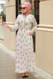Nayla Collection - Ecru Hijab Dress 80060E - Thumbnail