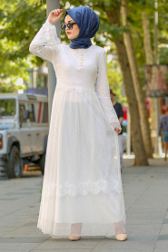 Nayla Collection - Ecru Robe Hijab 100421E - Thumbnail