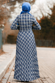 Nayla Collection - Eteği Pileli Kemerli Siyah Tesettür Elbise 83741S - Thumbnail