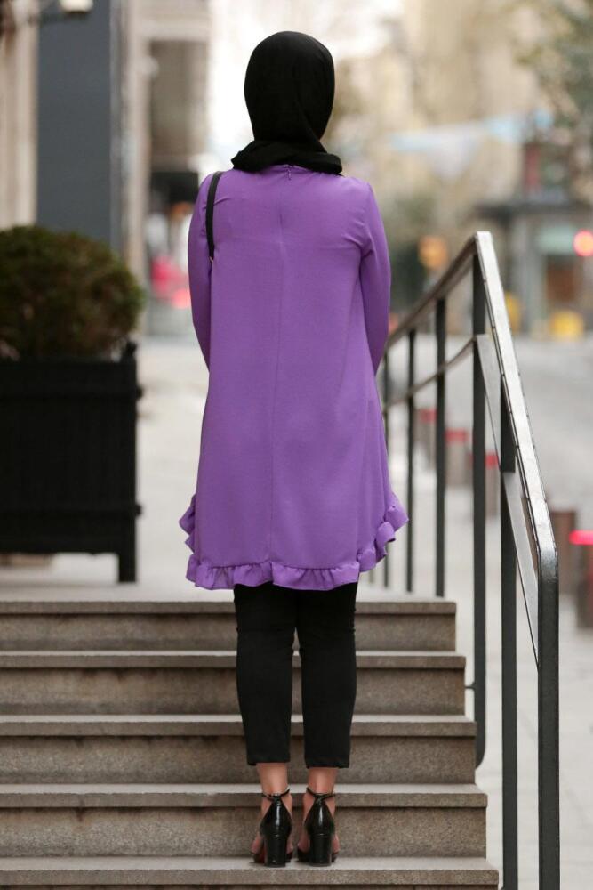Nayla Collection - Fırfırlı Mor Tesettür Tunik 10130MOR - 2
