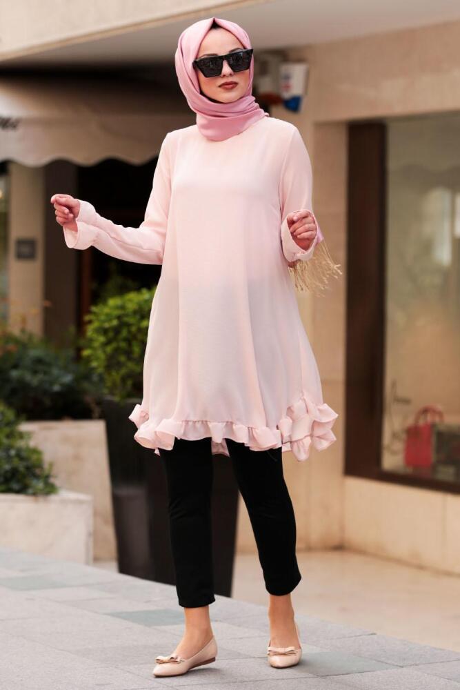 Nayla Collection - Fırfırlı Pudra Tesettür Tunik 10130PD - 1