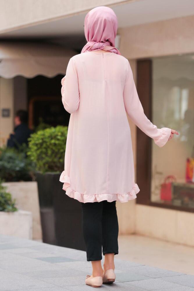 Nayla Collection - Fırfırlı Pudra Tesettür Tunik 10130PD - 2