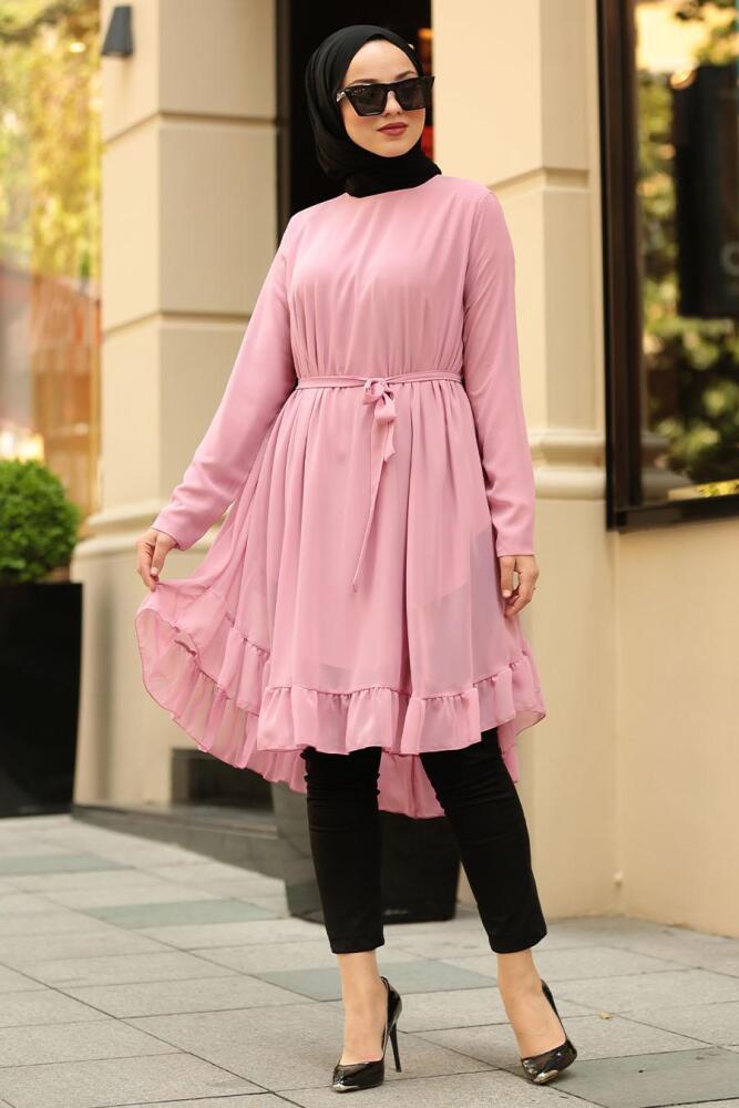 Nayla Collection - Fırfırlı Pudra Tesettür Tunik 2085PD - 1