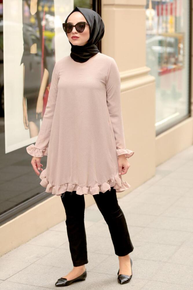Nayla Collection - Fırfırlı Vizon Tesettür Tunik 10130V - 1