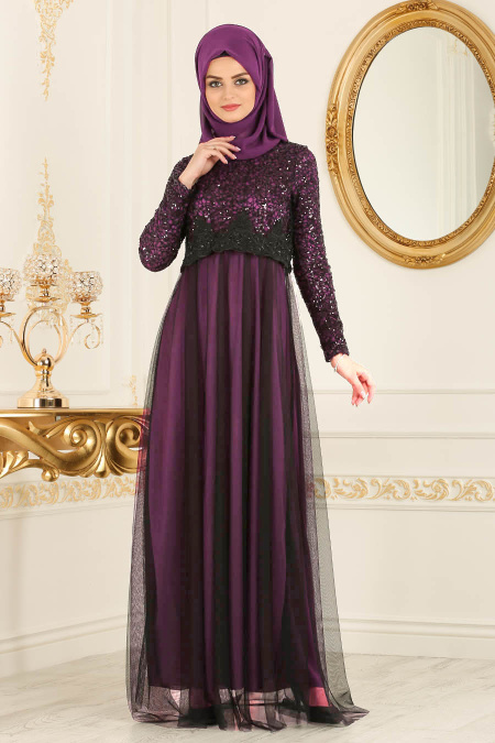 -Nayla Collection -Fuchsia Evening Dresses 12013F