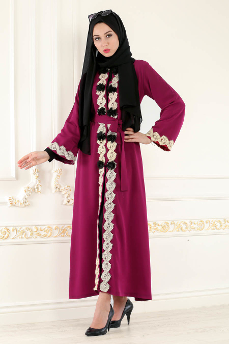 Nayla Collection - Fuchsia Hijab Abaya 4753F