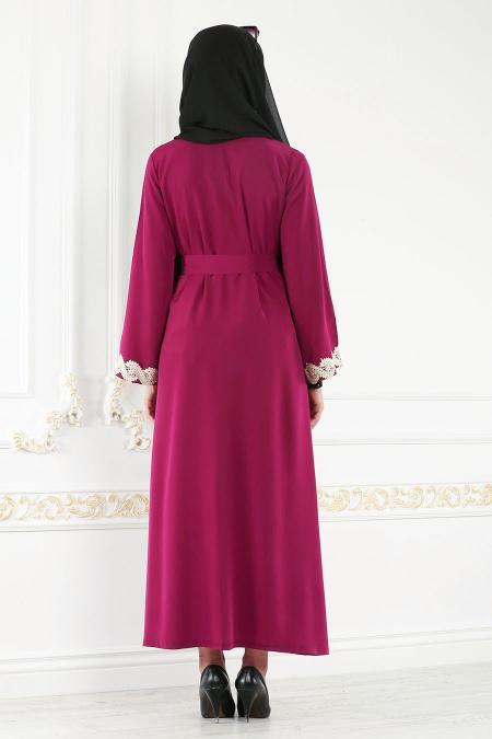 Nayla Collection - Fuchsia Hijab Abaya 4753F - 3