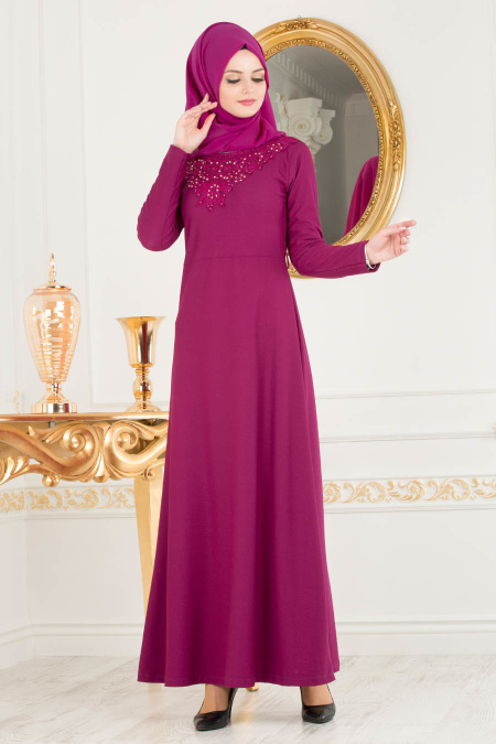 Nayla Collection - Fuchsia Hijab Dress 10081F
