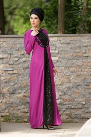 Nayla Collection - Fuchsia Hijab Dress 4033F - Thumbnail