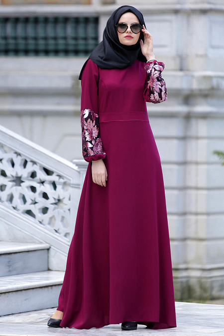 Nayla Collection - Fuchsia Hijab Dress 4148F