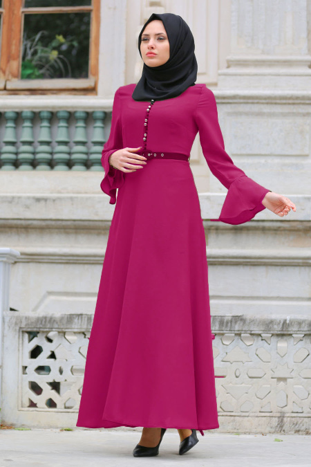 Nayla Collection - Fuchsia Hijab Dress 4809F