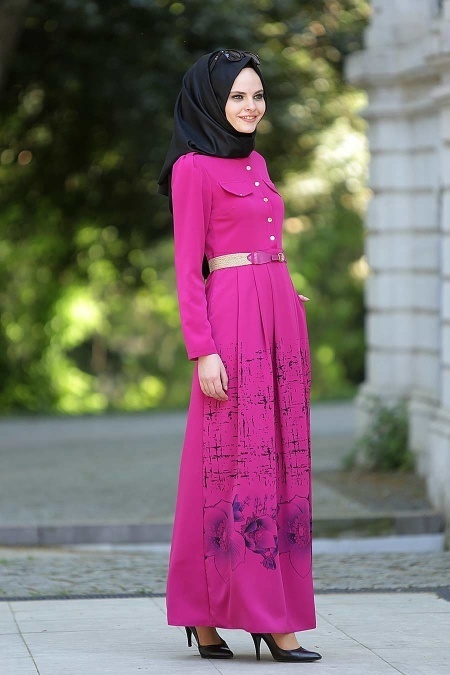 Nayla Collection - Fuchsia Hijab Dress 5270F