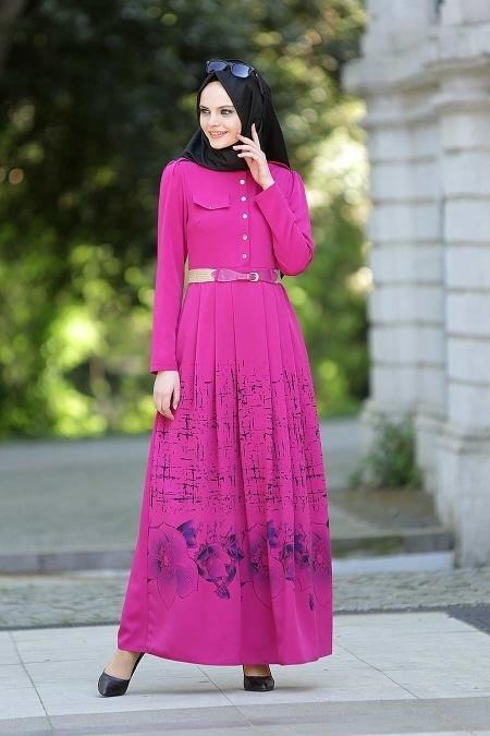 Nayla Collection - Fuchsia Hijab Dress 5270F - 2