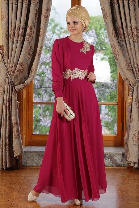 Nayla Collection - Fuchsia Hijab Dress 7009F