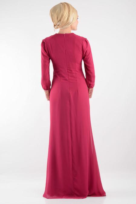 Nayla Collection - Fuchsia Hijab Dress 7022F - 3