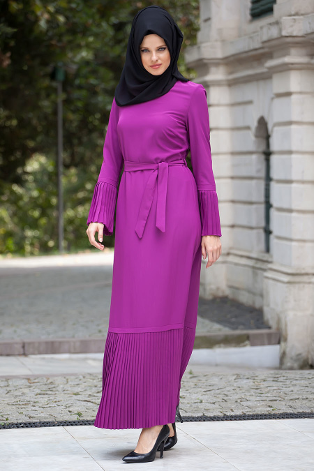 Nayla Collection - Fuchsia Hijab Dress 7076F