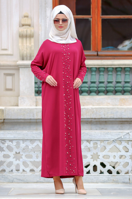 Nayla Collection - Fuchsia Hijab Dress 73120F