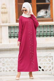 Nayla Collection - Fuchsia Hijab Dress 73120F - Thumbnail