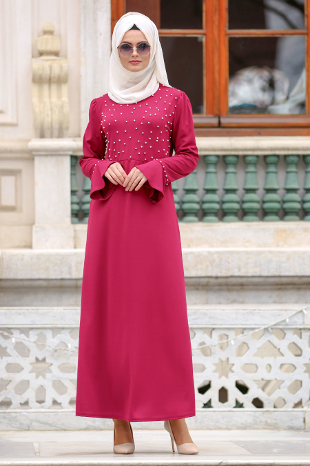 Nayla Collection - Fuchsia Hijab Dress 74760F