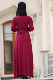 Nayla Collection - Fuchsia Hijab Dress 76370F - Thumbnail