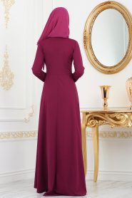 -Nayla Collection - Fuchsia Hijab Dress 79550F - Thumbnail