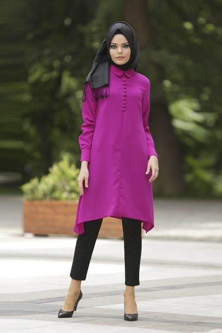 Nayla Collection - Fuchsia Hijab Tunic 1040F