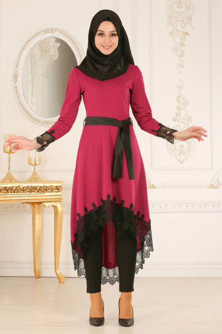 Nayla Collection - Fuchsia Hijab Tunic 40490F