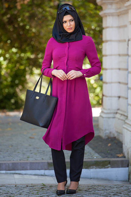 Nayla Collection - Fuchsia Hijab Tunic 826F